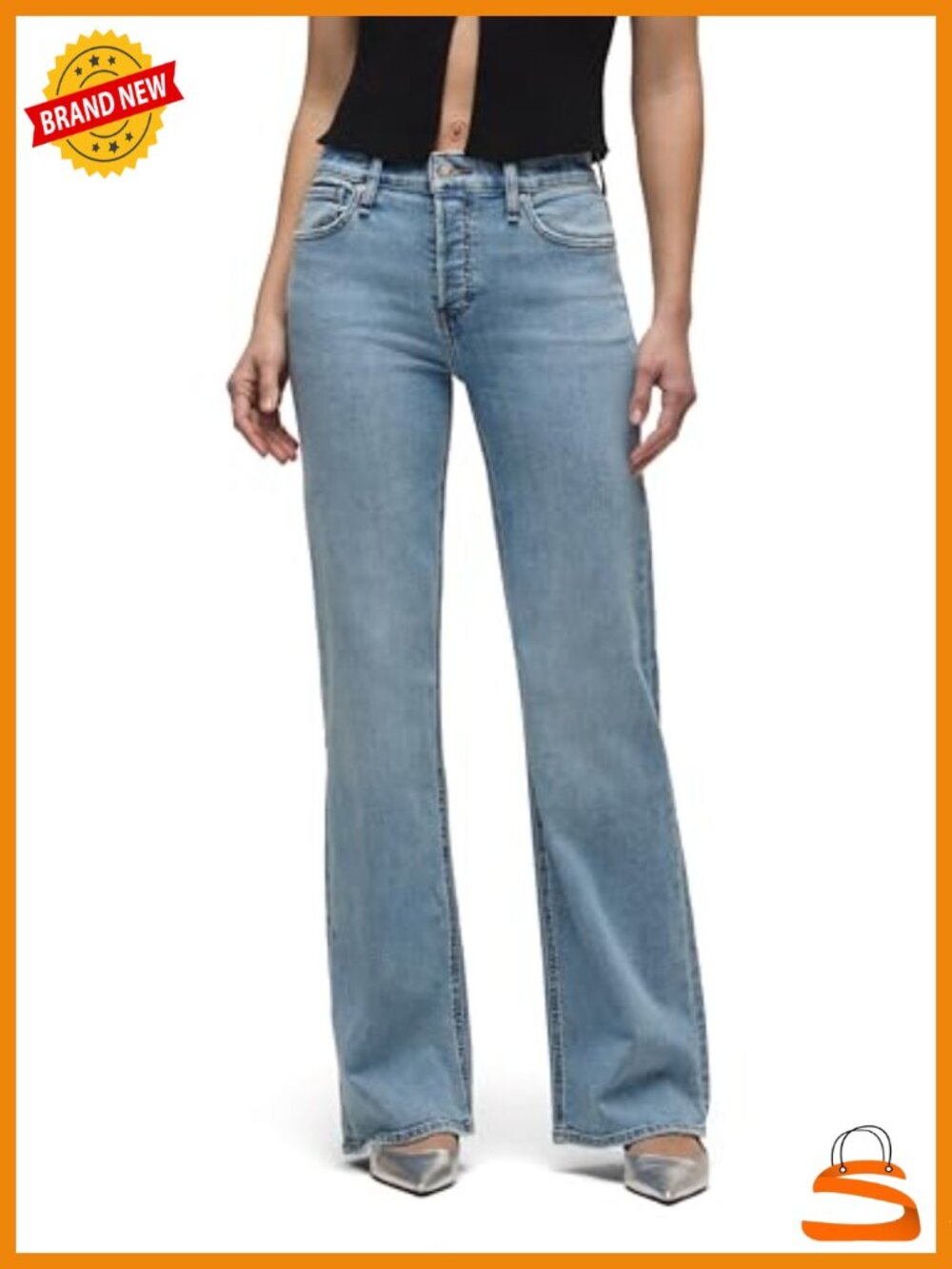 High Rise Wide Leg Jeans Cotton Stretch Petite 30" Inseam